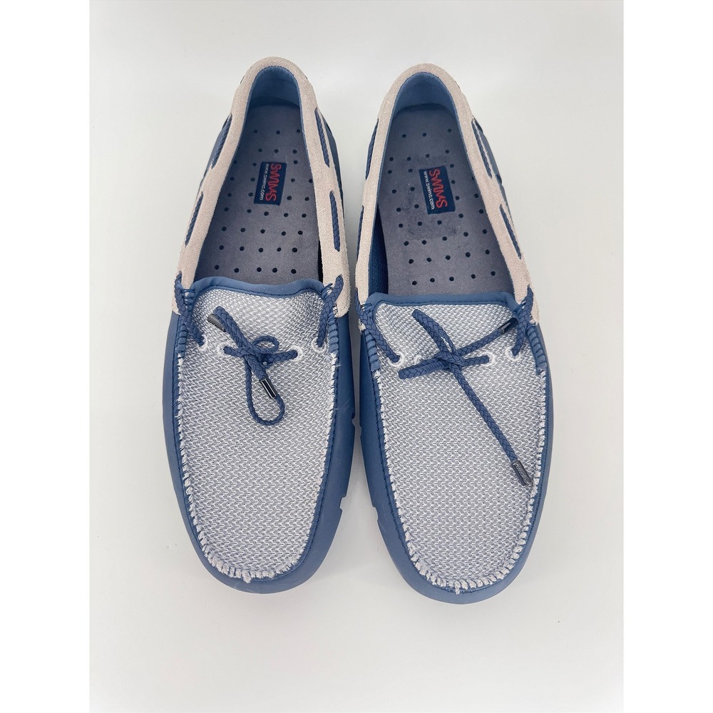 Swims Mens Braided Lace Lux Loafers Size 10 Slate Coastal Mesh Rubber Boat Shoes